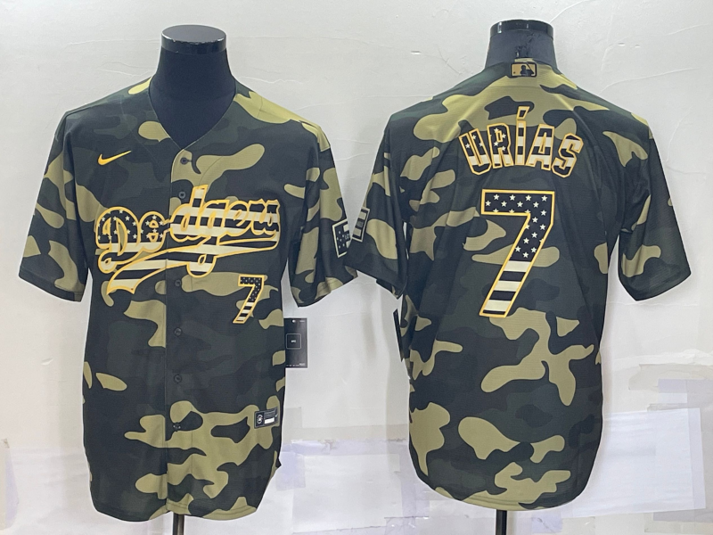 Men's Los Angeles Dodgers Julio Urias #7 Camouflage Replica Baseball Jersey1