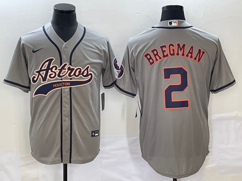 Men's Houston Astros Alex Bregman #2 Gray Replica jersey Joint Edition