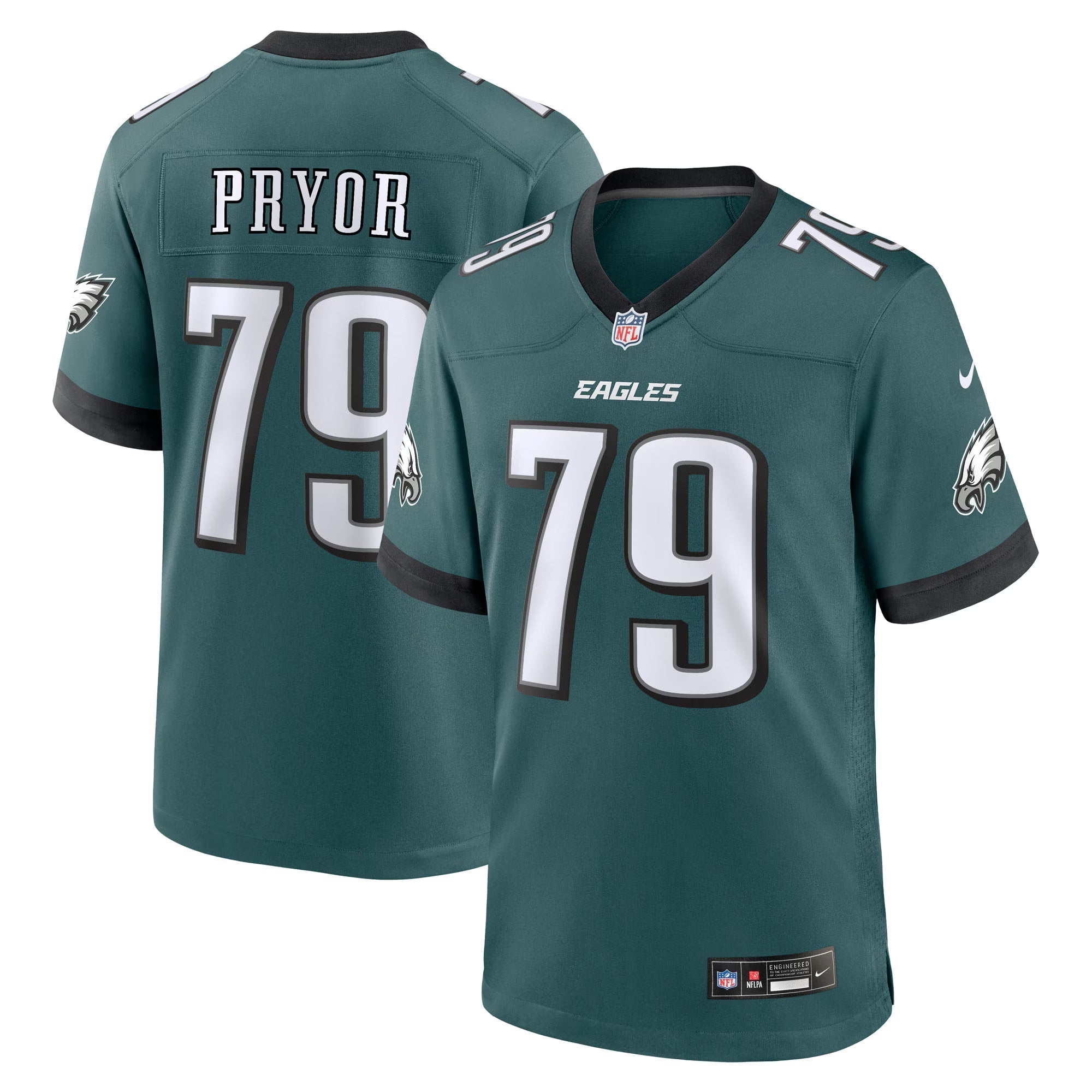 Philadelphia Eagles Matt Pryor Midnight Green Team Game Jersey