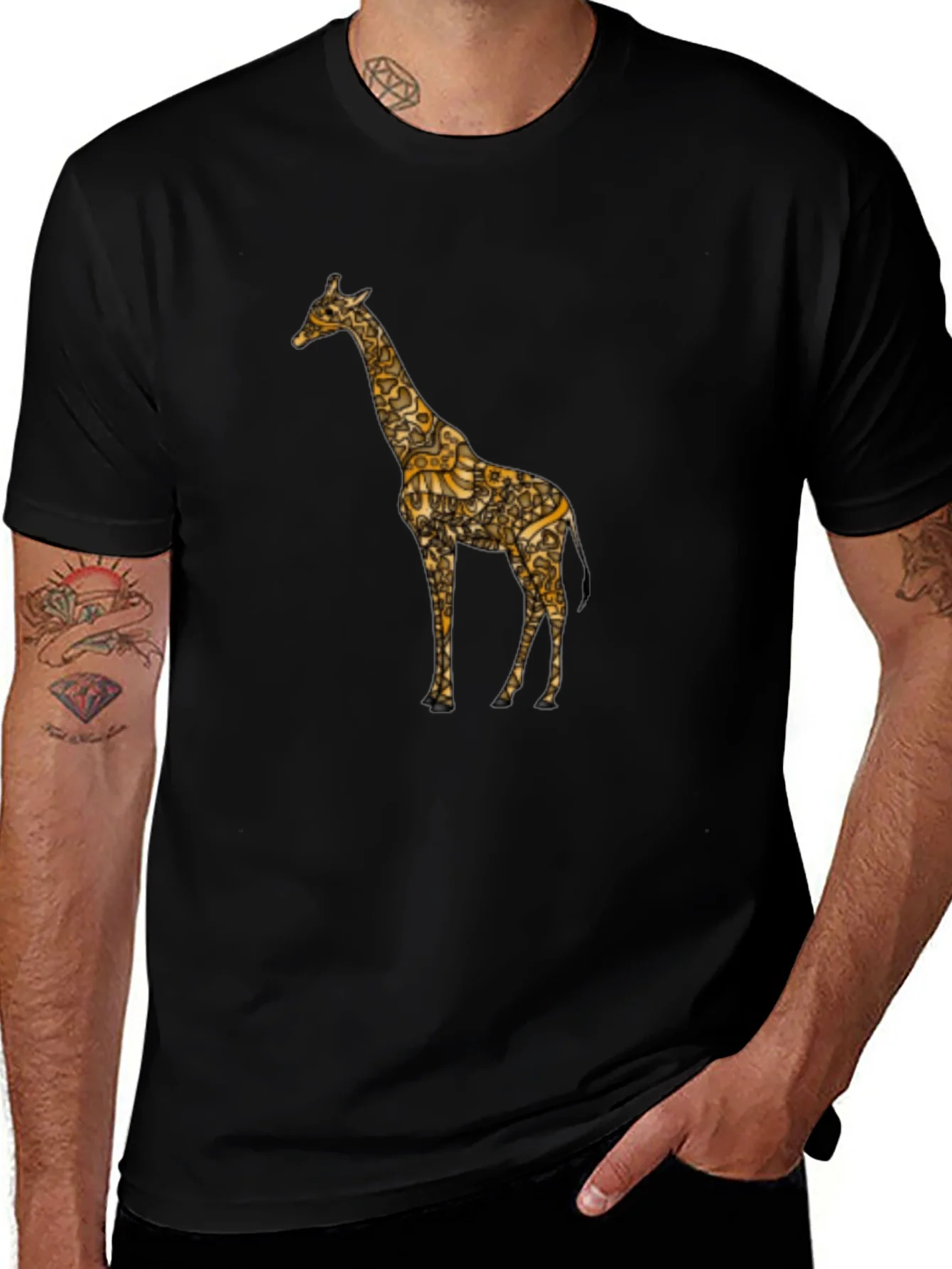 Black Giraffe Print Tee