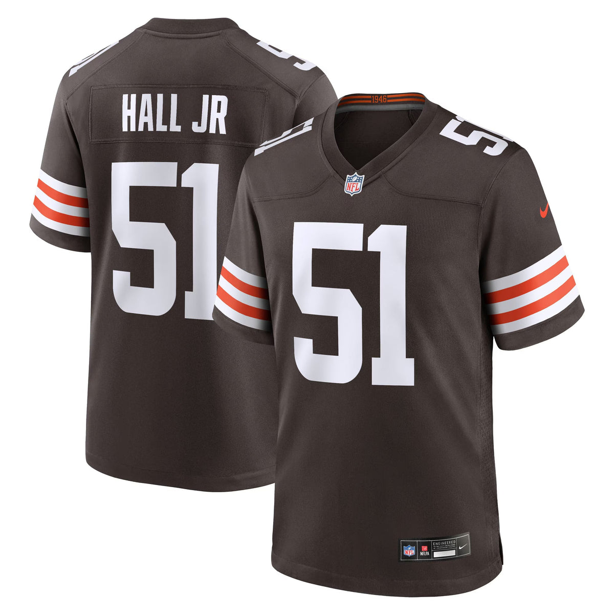 Cleveland Browns Mike Hall Jr. Brown Team Game Jersey
