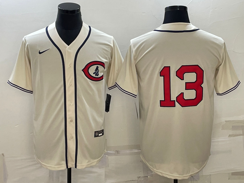Men's Chicago Cubs Starlin Castro #13 Cream Player Name jersey