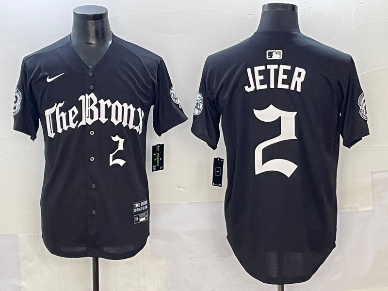 Men's New York Yankees Derek Jeter #2 Black Team Player Jersey