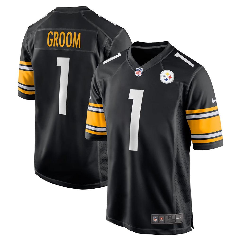 Pittsburgh Steelers Number 1 Groom Black Game Jersey