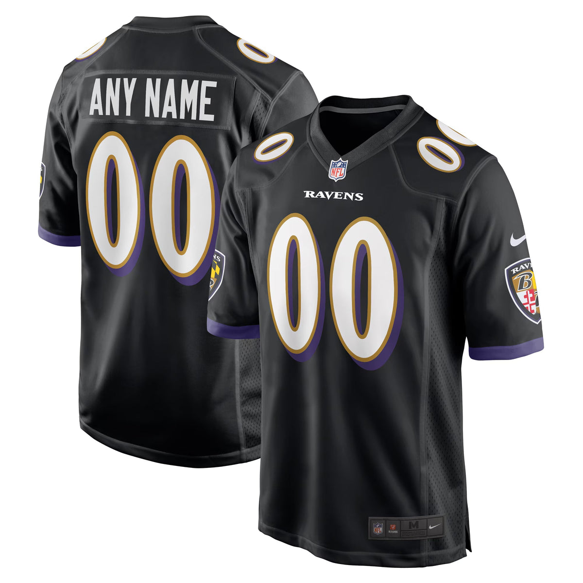Baltimore Ravens Black Alternate Custom Game Jersey