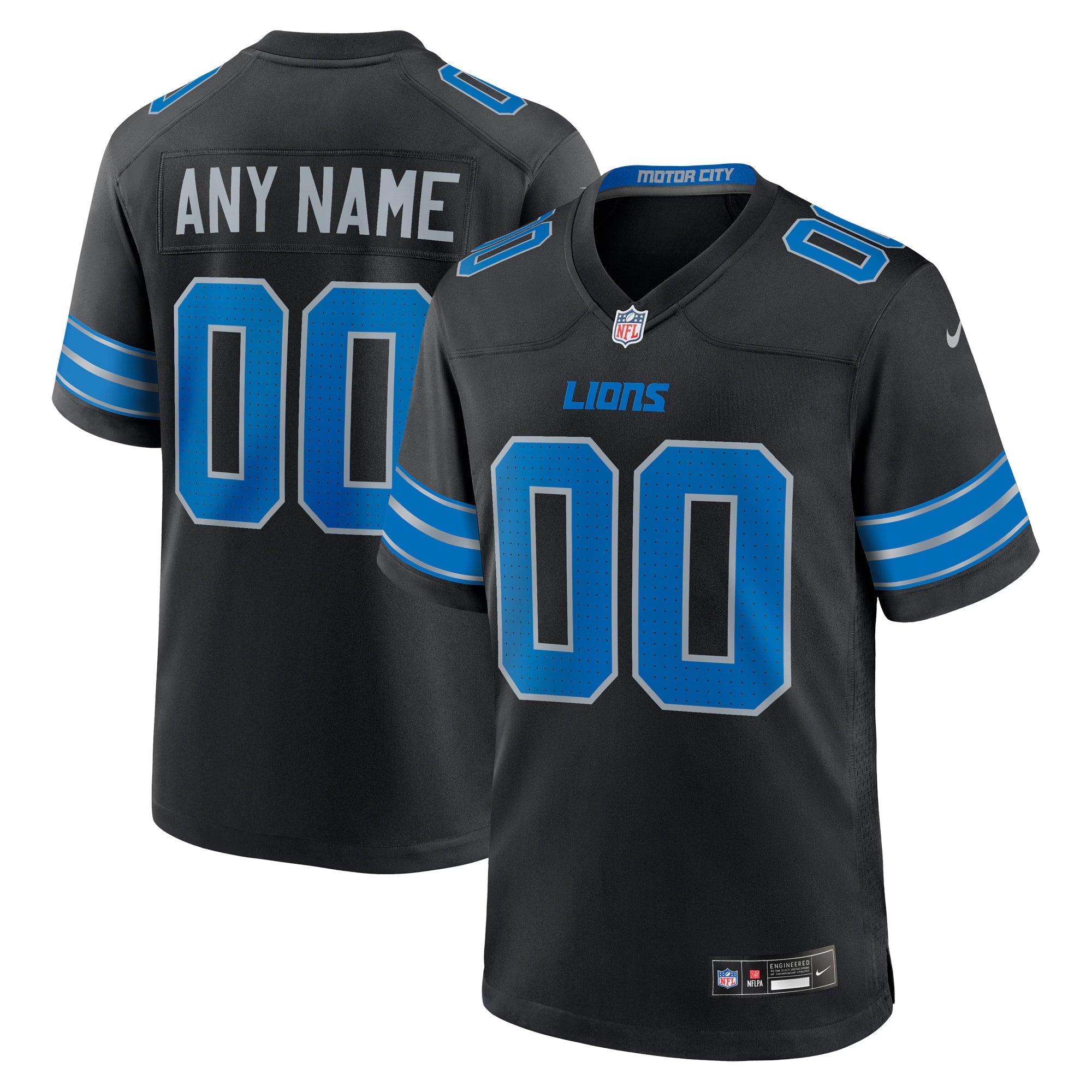 Detroit Lions Black Alternate Custom Game Jersey
