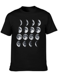 Lunar Phase Graphic Tee - Black Cotton