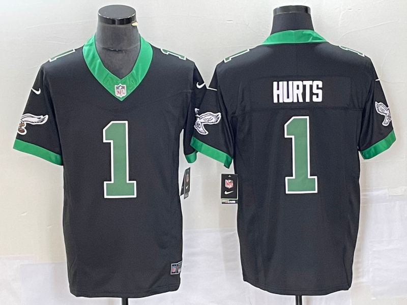 Men's Philadelphia Eagles Jalen Hurts #1 Black Player Game jersey