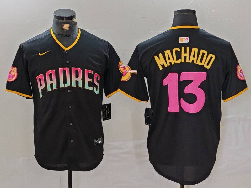 Men's San Diego Padres Manny Machado #13 Black Player Jersey1 Joint Edition