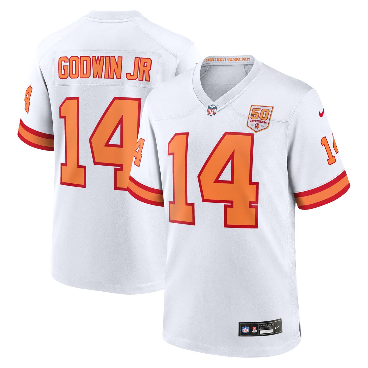 76 Tampa Bay Buccaneers Chris Godwin Jr. White 50th Season Game Jersey