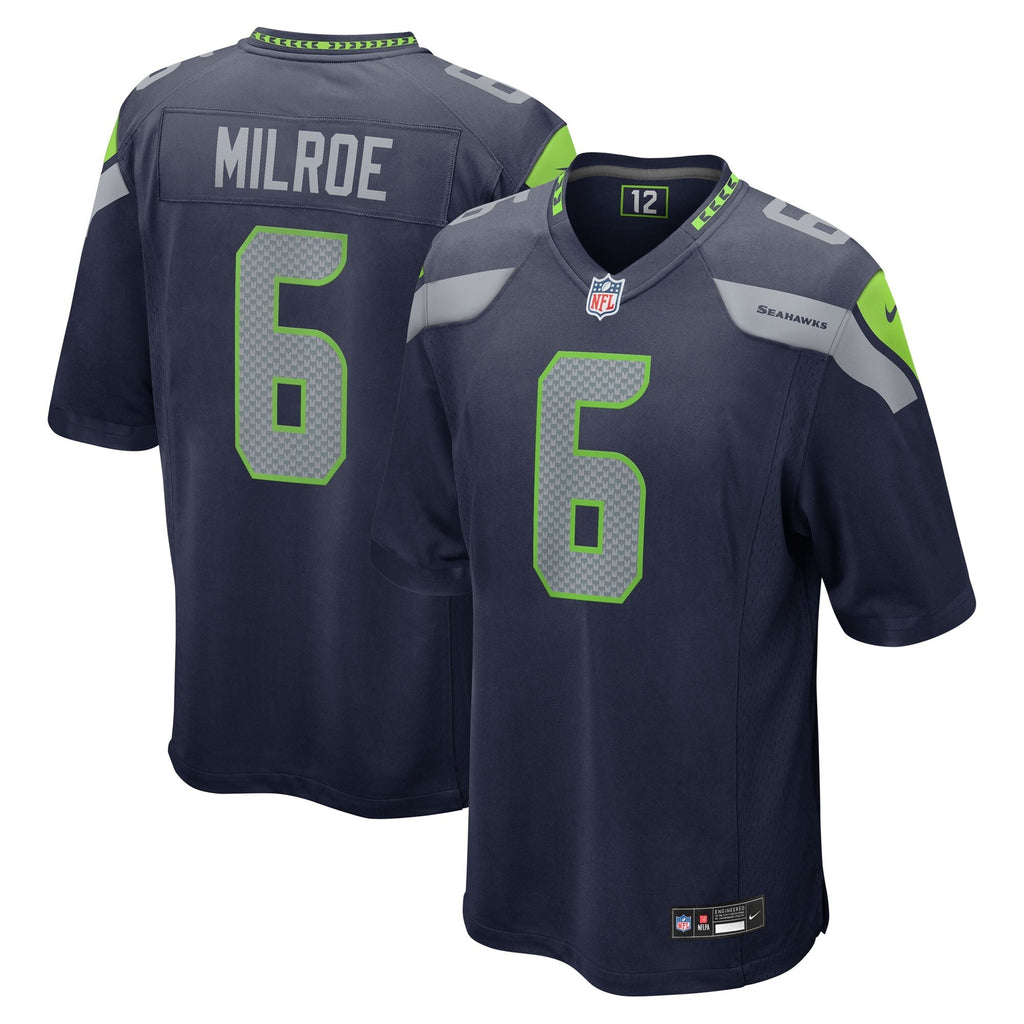 Seattle Seahawks Jalen Milroe College Navy 2025 NFL Draft Game Jersey