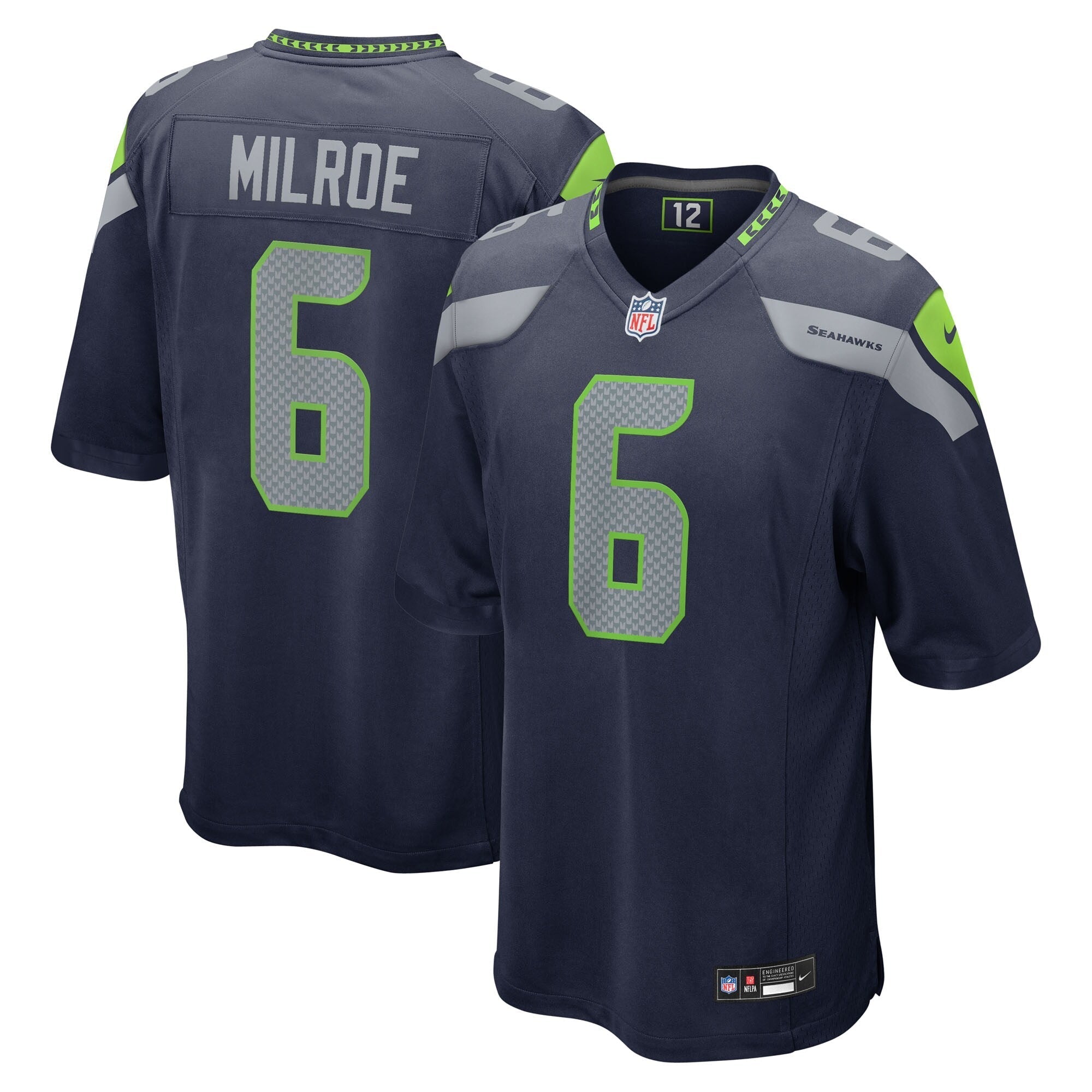 Seattle Seahawks Jalen Milroe College Navy 2025 NFL Draft Game Jersey