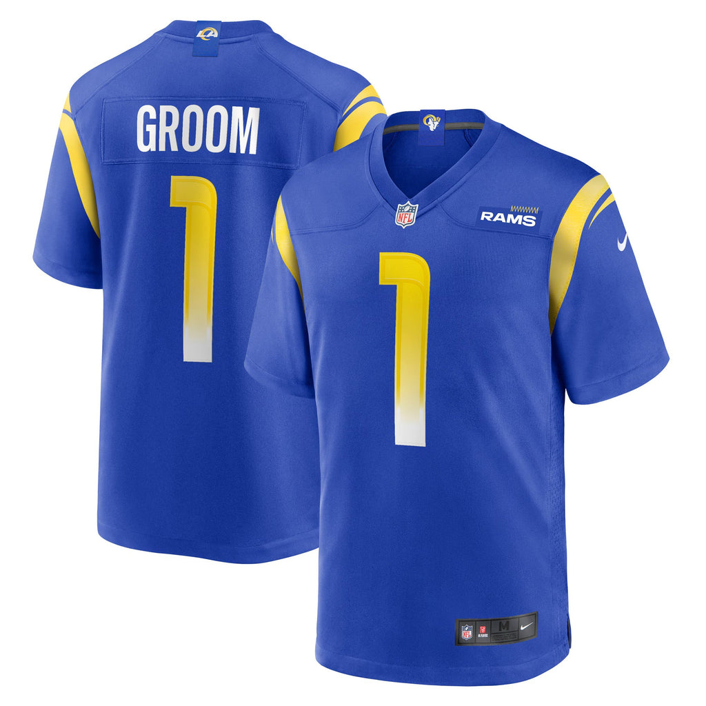 Los Angeles Rams Number 1 Groom Royal Game Jersey