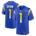 Los Angeles Rams Number 1 Groom Royal Game Jersey