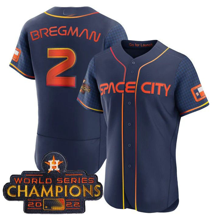 #2 Alex Bregman Houston Astros 2023 SPACE CITY CHAMPIONS FLEX JERSEY C BLHE ALL STITCHED Baseball Jerseys