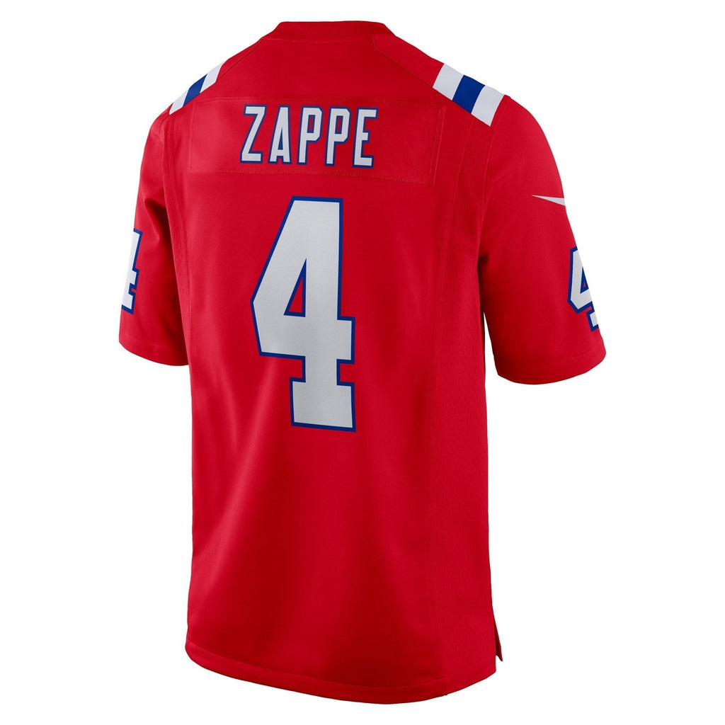 Bailey Zappe New England Patriots Nike Alternate Game   Jersey - Red