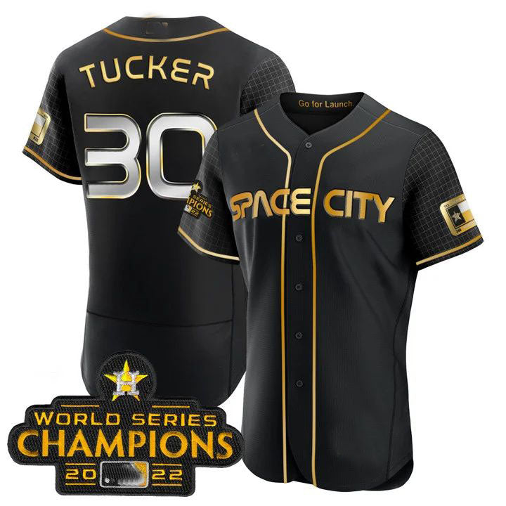 #30 Kyle Tucker Houston Astros black 2023 SPACE CITY CHAMPIONS FLEX JERSEY C ALL STITCHED Baseball Jerseys