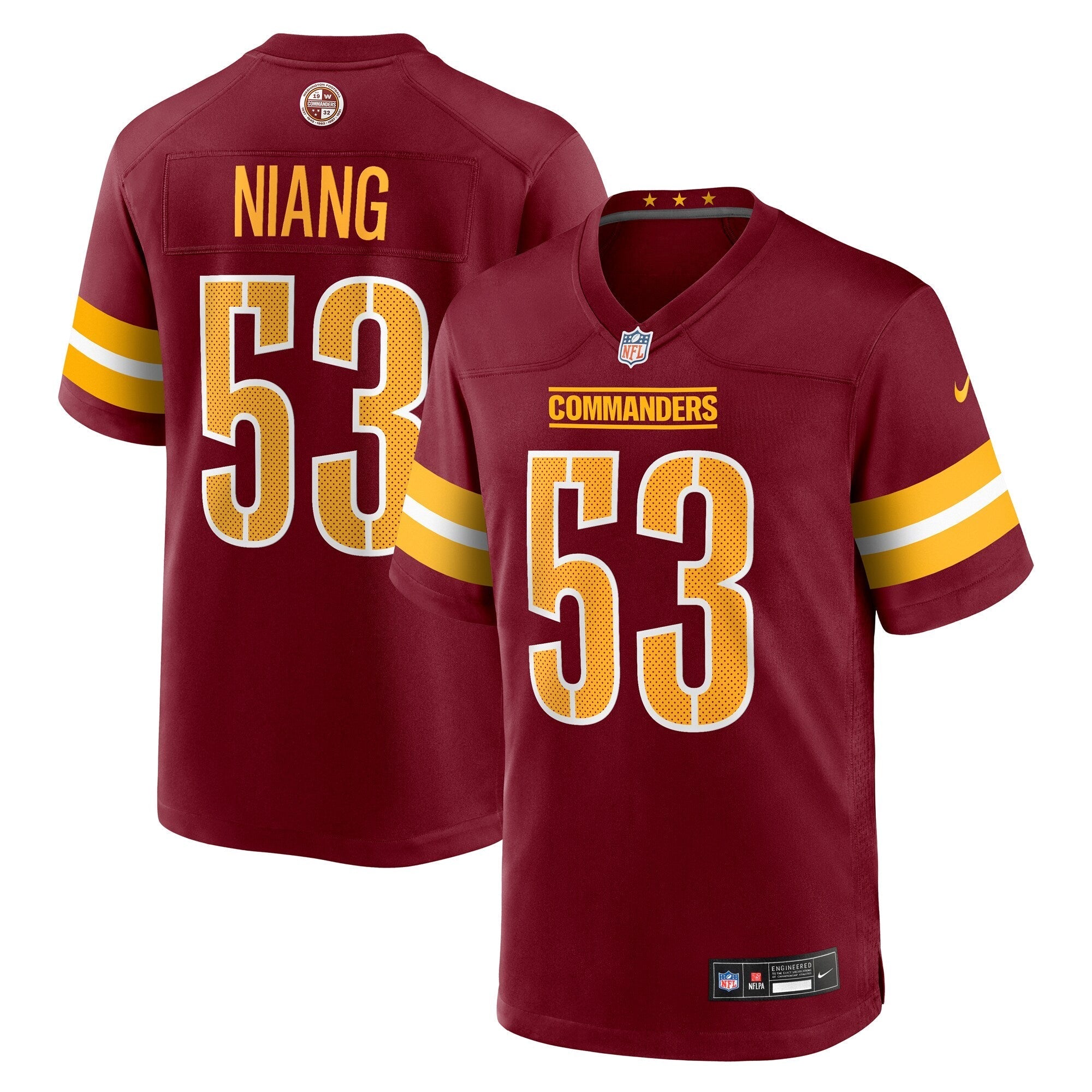 Washington Commanders Lucas Niang Burgundy Team Game Jersey