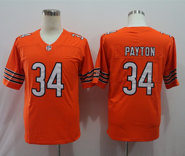 Men's Chicago Bears Walter Payton #34 Orange Player Game Jersey1
