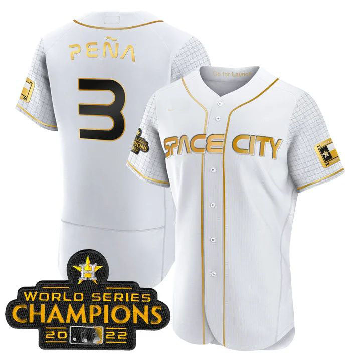 #3 Jeremy Pena Houston Astros BLACK 2023 SPACE CITY CHAMPIONS FLEX JERSEY CWHITE ALL STITCHED Baseball Jerseys