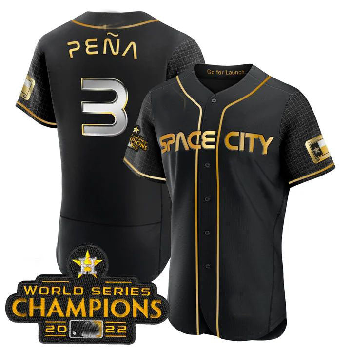 #3 Jeremy Pena Houston Astros BLACK 2023 SPACE CITY CHAMPIONS FLEX JERSEY C BLACK ALL STITCHED Baseball Jerseys