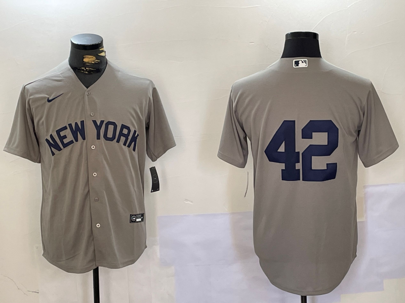 Men's New York Yankees #42 Gray Road 2024 Jackie Robinson Day Elite jersey