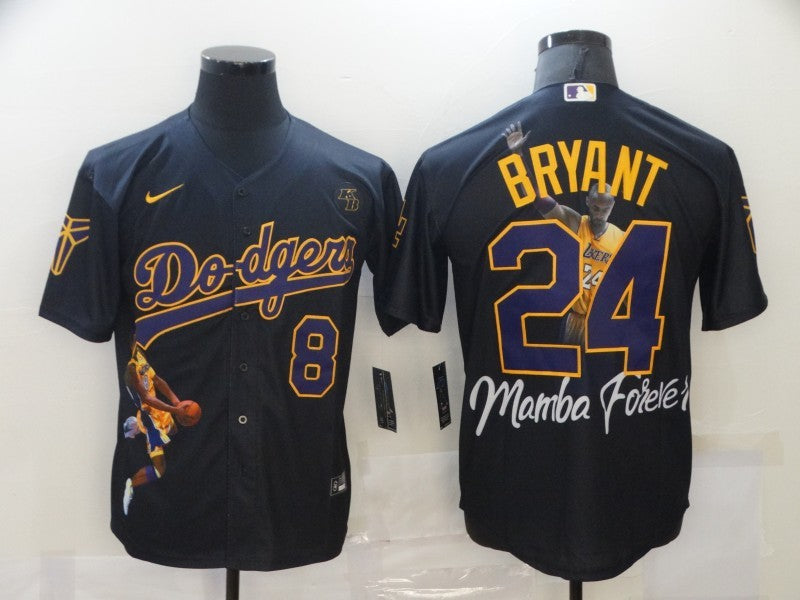 Men's Los Angeles Dodgers Kobe Bryant #8-24 Black Game Player jersey