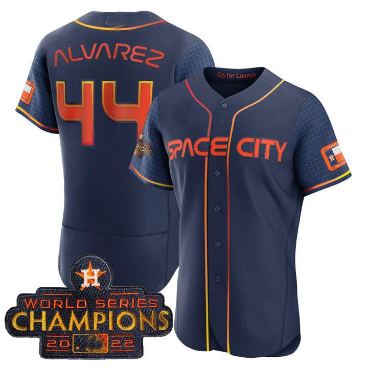 #44 Yordan Alvarez Houston Astros blue 2023 SPACE CITY CHAMPIONS FLEX JERSEY C ALL STITCHED Baseball Jerseys