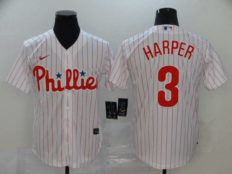 Men's Philadelphia Phillies #3 Bryce Harper  Pinstripe jersey