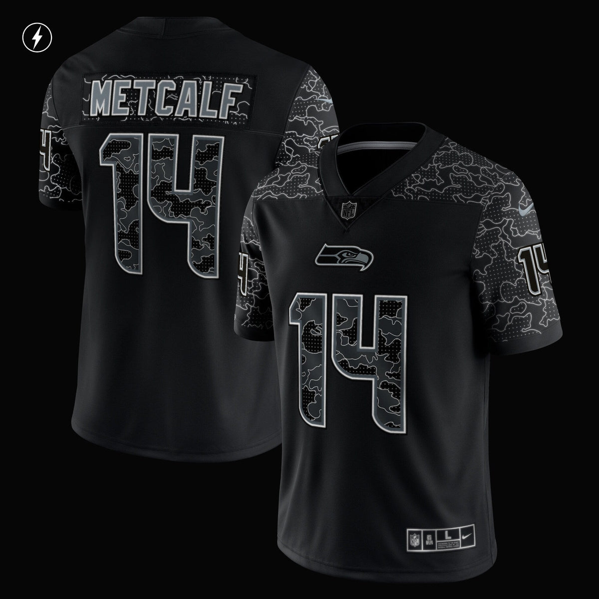 DK Metcalf Seattle Seahawks Nike RFLCTV Limited Jersey - Black