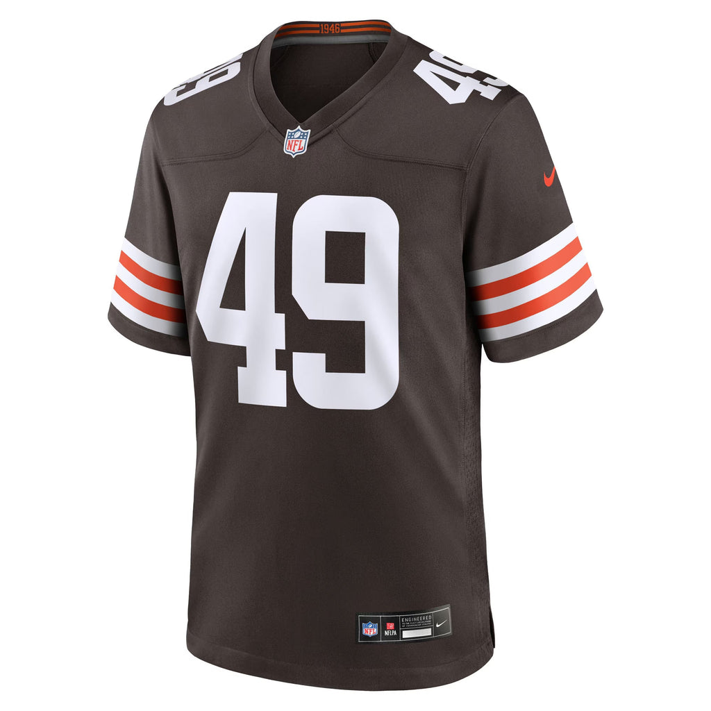 Cleveland Browns Carson Schwesinger Brown 2025 NFL Draft Game Jersey