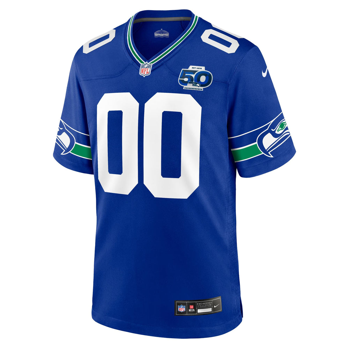 Seattle Seahawks Royal 50th Season Throwback Custom Game Jersey