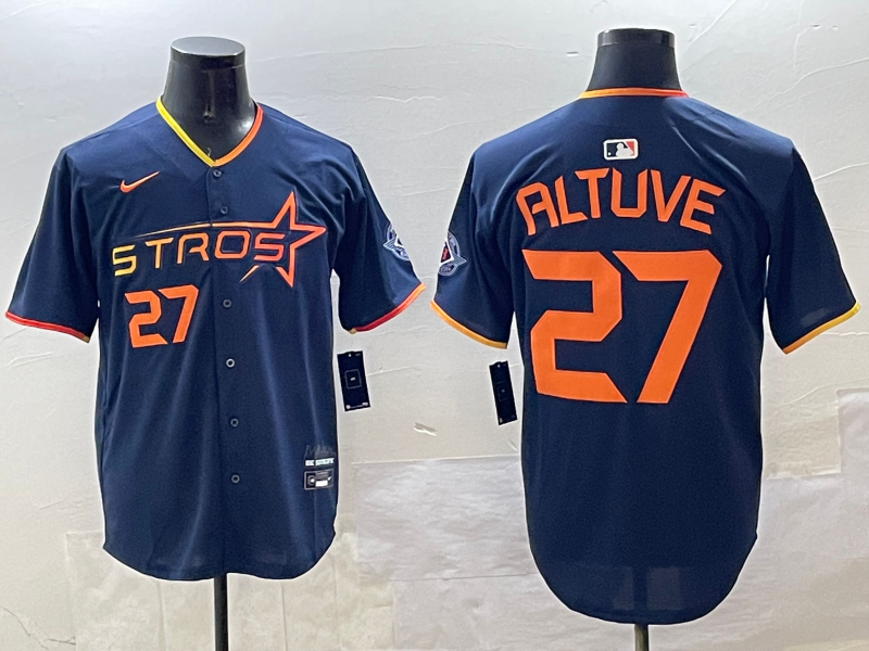 Men's Houston Astros Jose Altuve #27 Navy 2025 City Connect Limited Player jersey