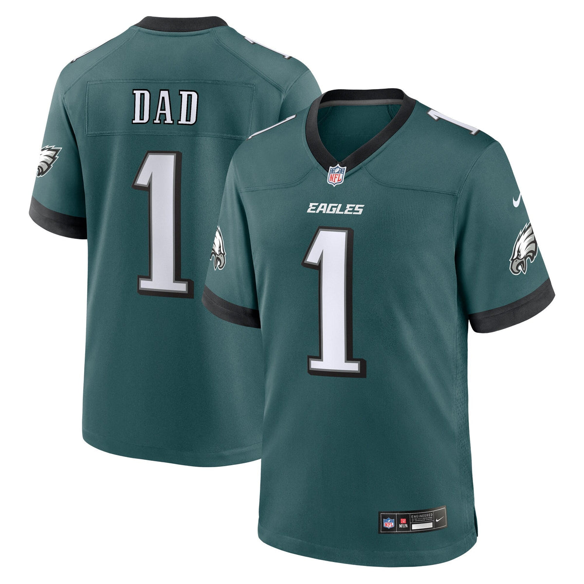 Philadelphia Eagles Midnight Green #1 Dad Game Jersey