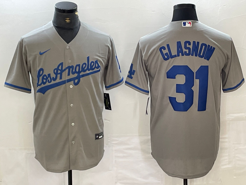 Men's Los Angeles Dodgers Tyler Glasnow #31 Gray Player jersey
