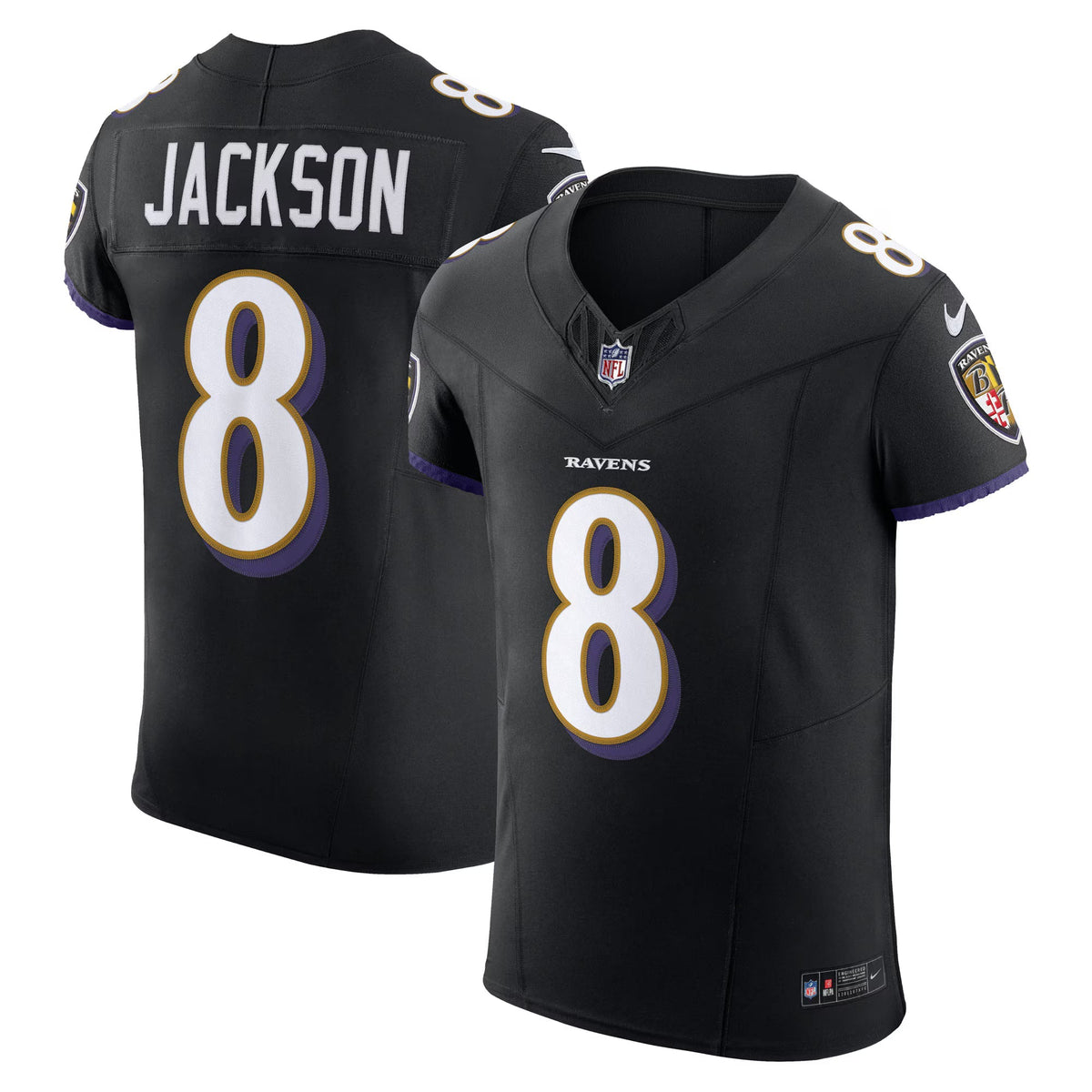 Baltimore Ravens Lamar Jackson Black Alternate Vapor F.U.S.E. Elite Jersey