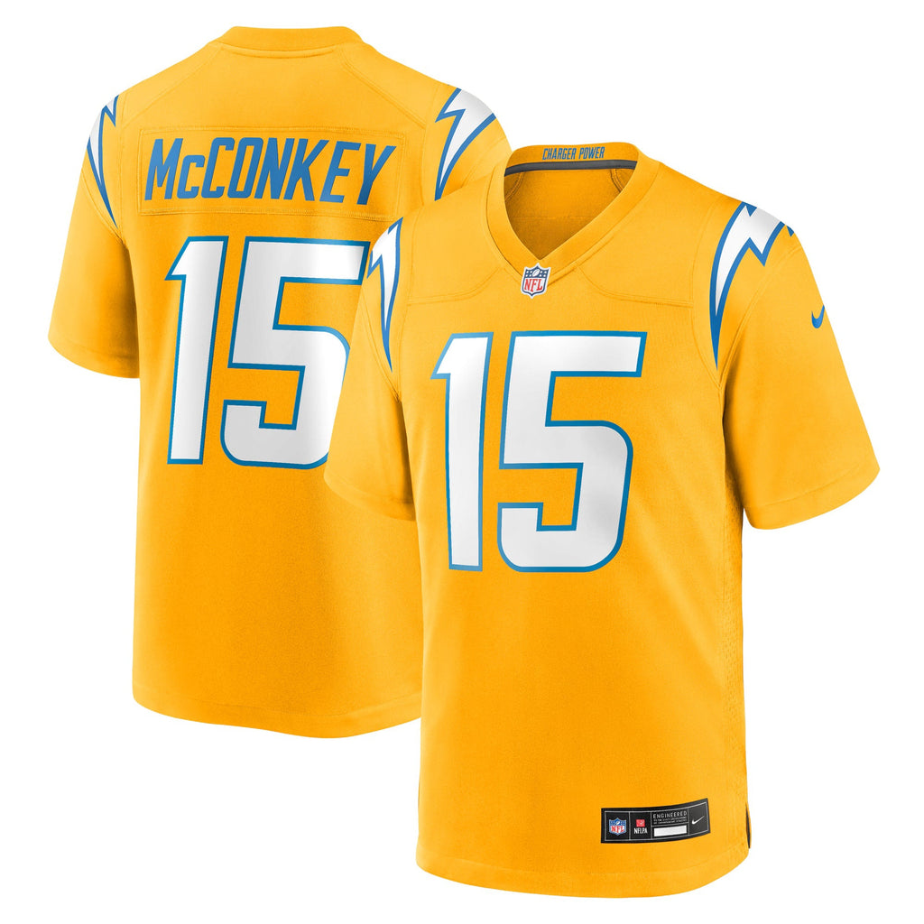 Los Angeles Chargers Ladd McConkey Gold Alternate Charger Power Game Player Jersey