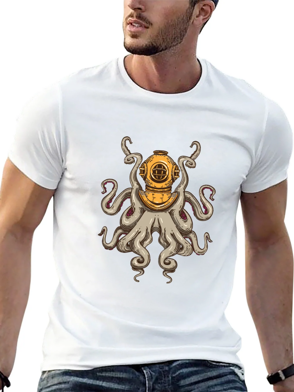 Diver Octopus T-Shirt - Unique Graphic Tee