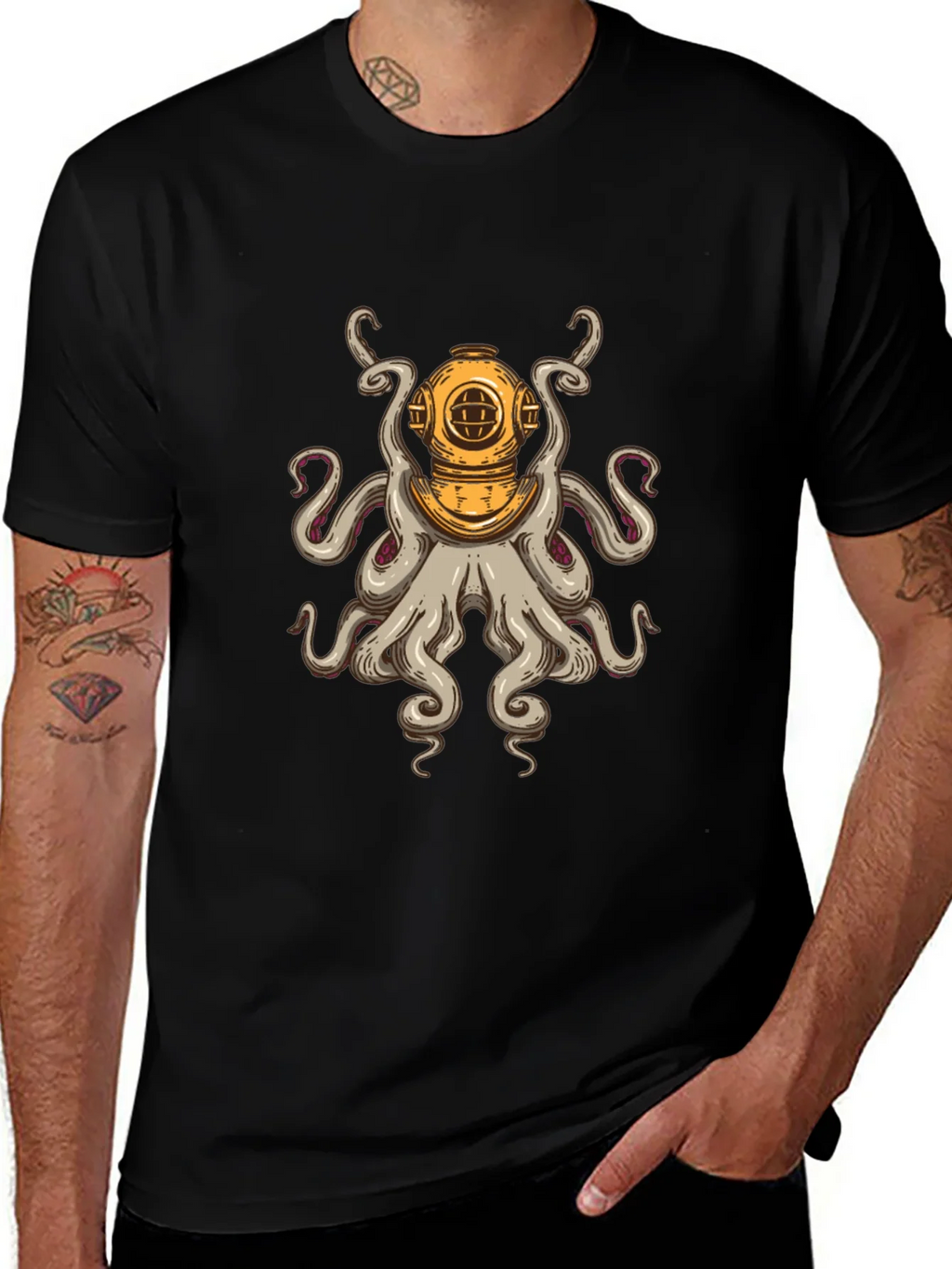 Diver Octopus T-Shirt - Unique Graphic Tee