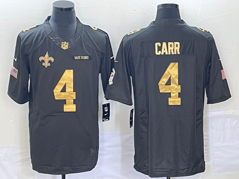 Men's New Orleans Saints #4 Derek Carr Black Game Player jersey