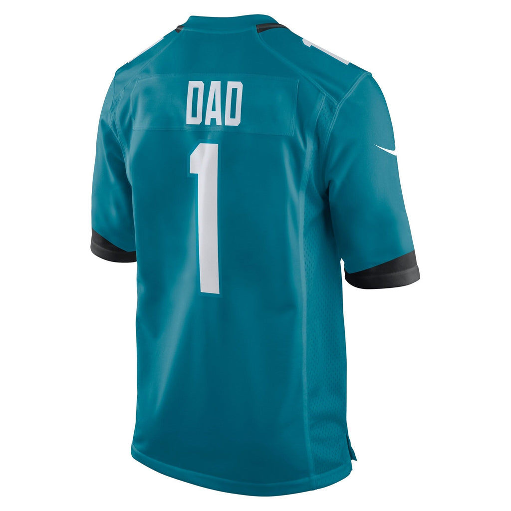 Jacksonville Jaguars Number 1 Dad Teal Game Jersey