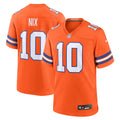 Denver Broncos Bo Nix Orange Mile High Collection 1977 Throwback Player Game Jersey