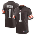 Cleveland Browns Number 1 Groom Brown Game Jersey