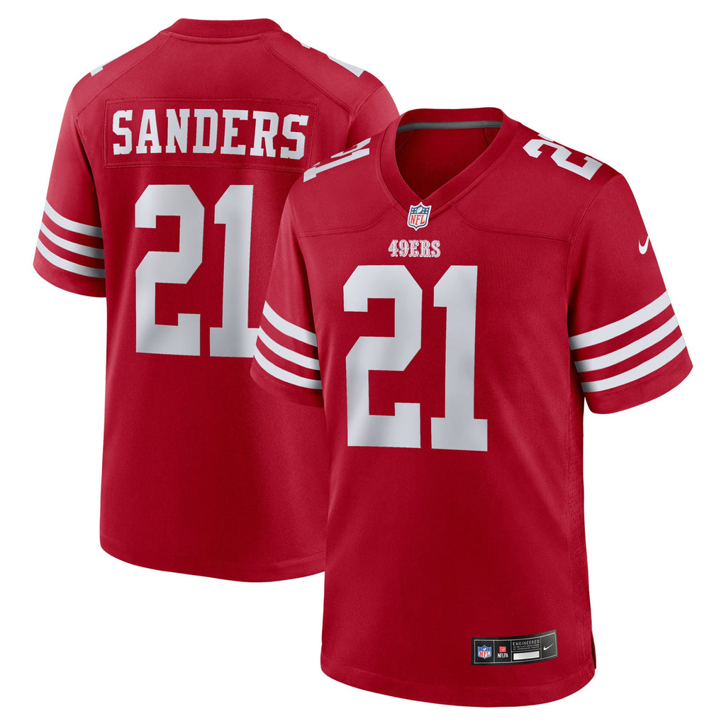 San Francisco 49ers Deion Sanders Scarlet Team Retired Player Game Jersey