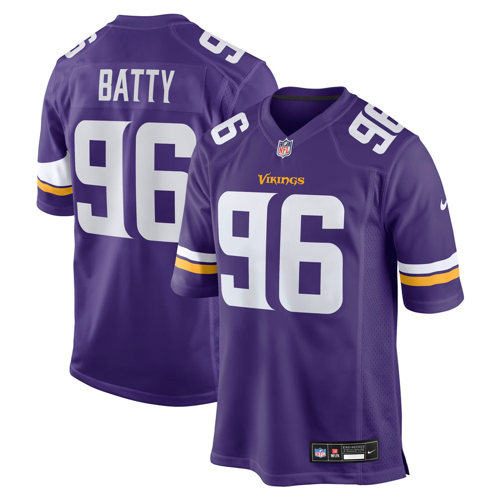 Minnesota Vikings Tyler Batty Purple Team Game Jersey