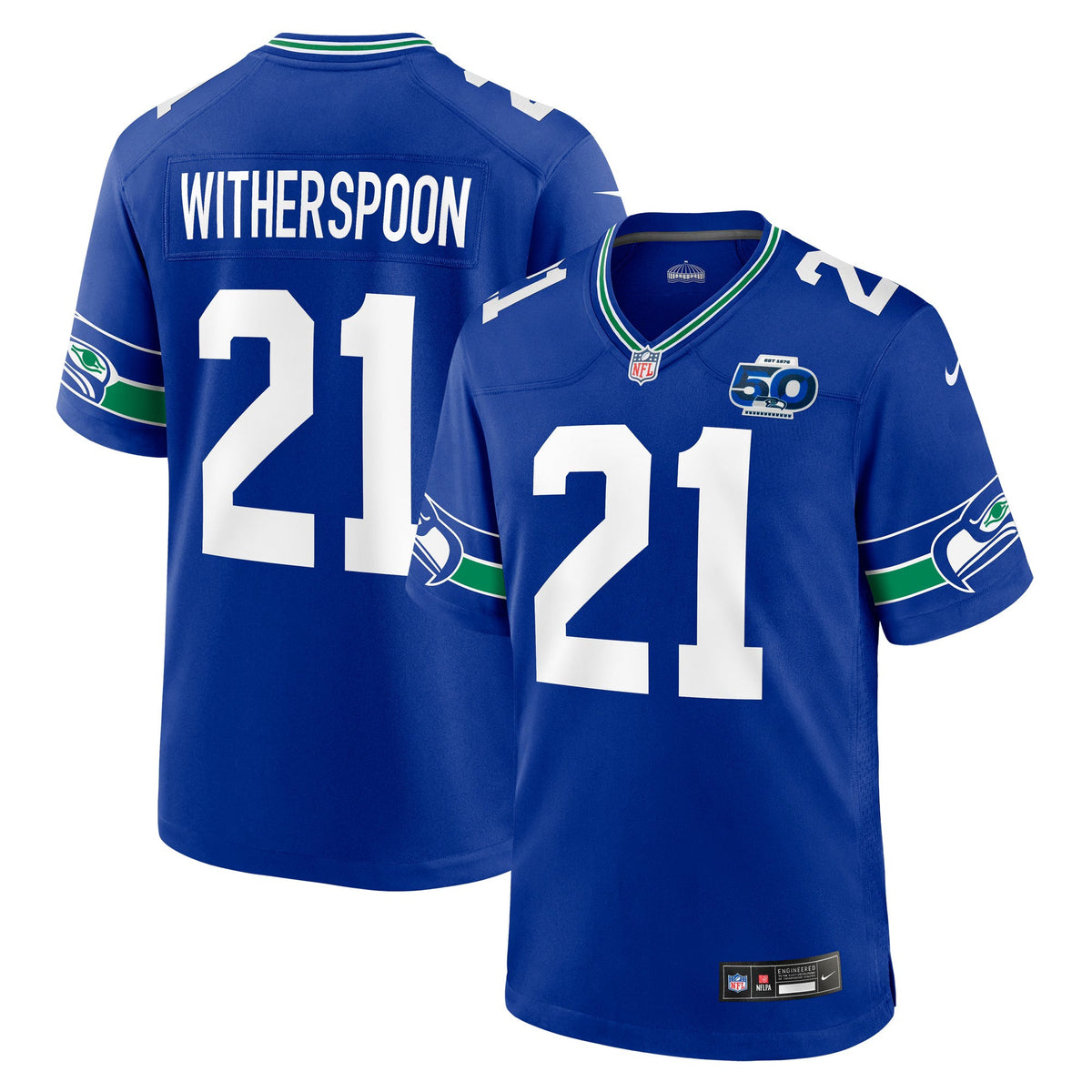 Seattle Seahawks Devon Witherspoon Royal Alternate 50th Season Game Jersey