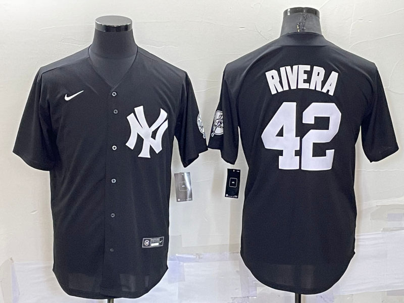 Men's New York Yankees Mariano Rivera #42 Black Replica Baseball jersey