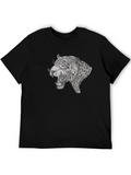 Black T-Shirt with Roaring Leopard Graphic