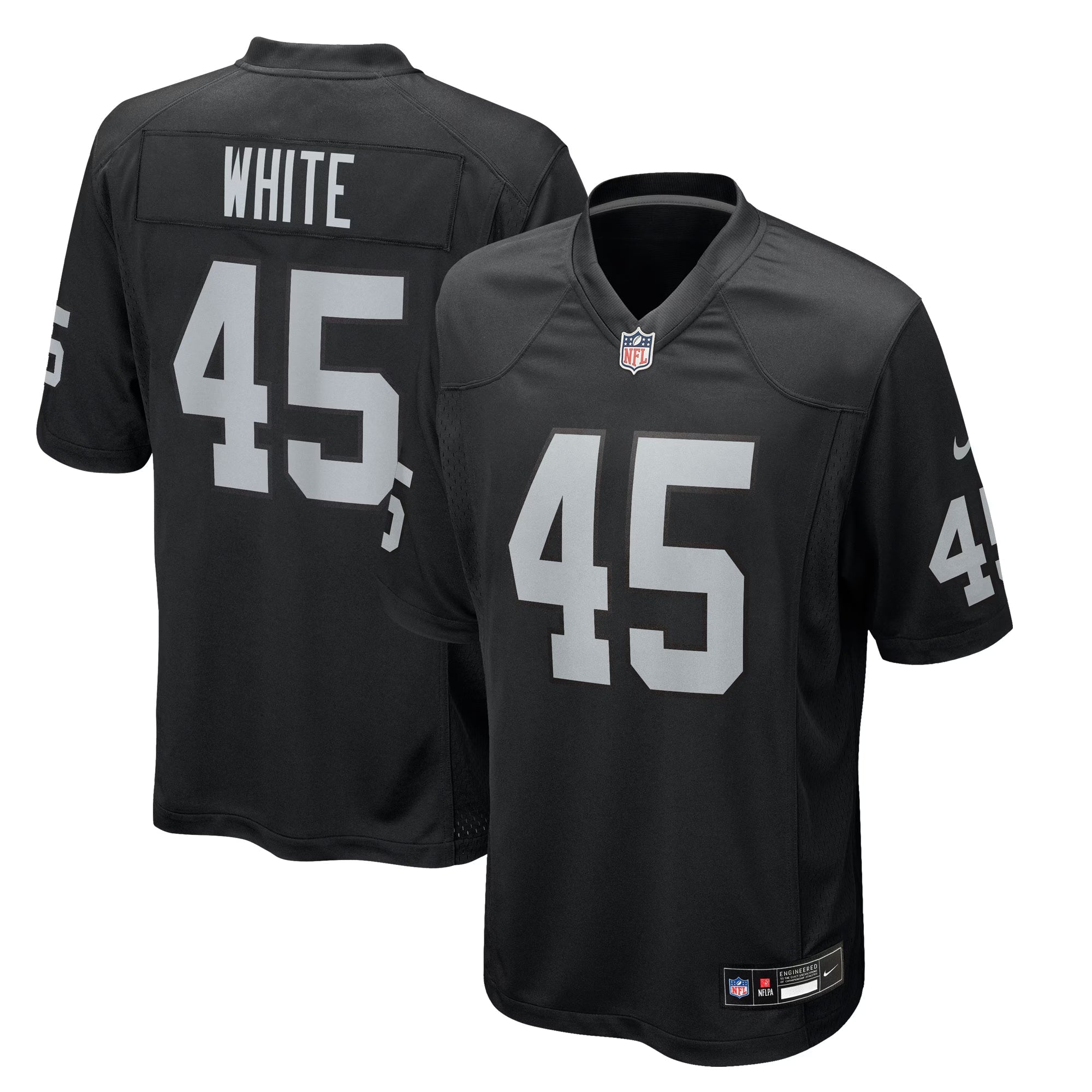 Las Vegas Raiders Devin White Black Team Game Jersey