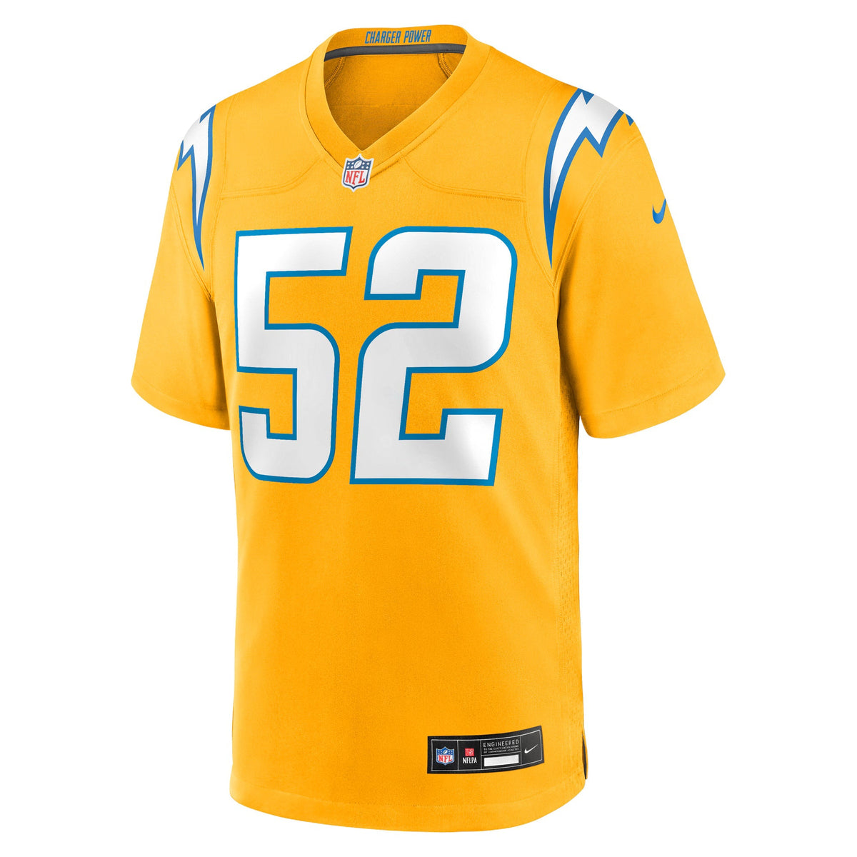 Los Angeles Chargers Khalil Mack Gold Alternate Charger Power Game Player Jersey